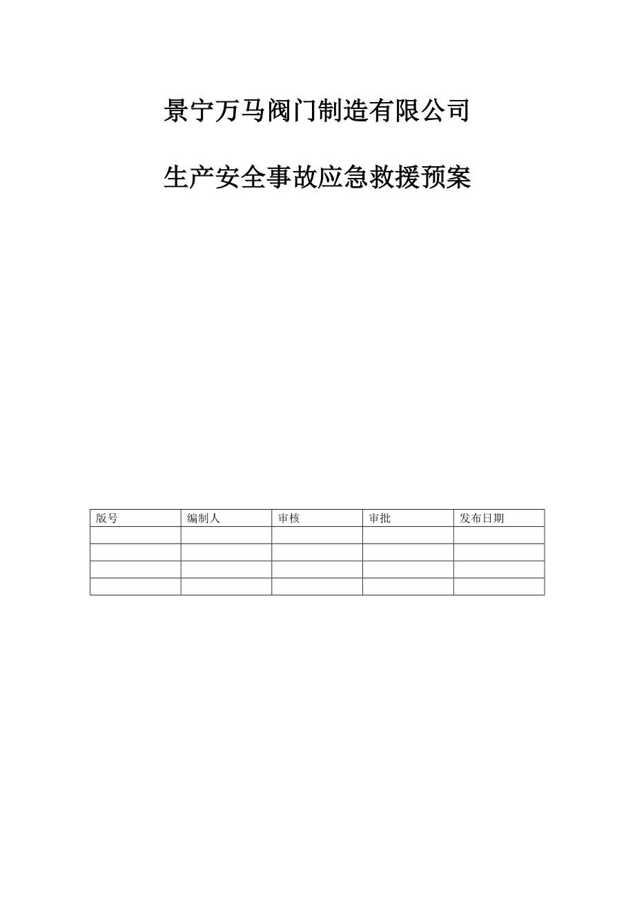 阀门制造有限公司生产安全事故应急预案.doc_第1页