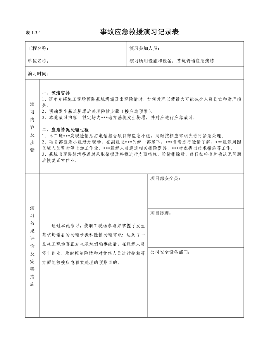 建设公司事故应急救援演习记录表.doc_第3页