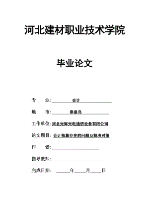 会计核算存在的问题及解决对策毕业论文.doc