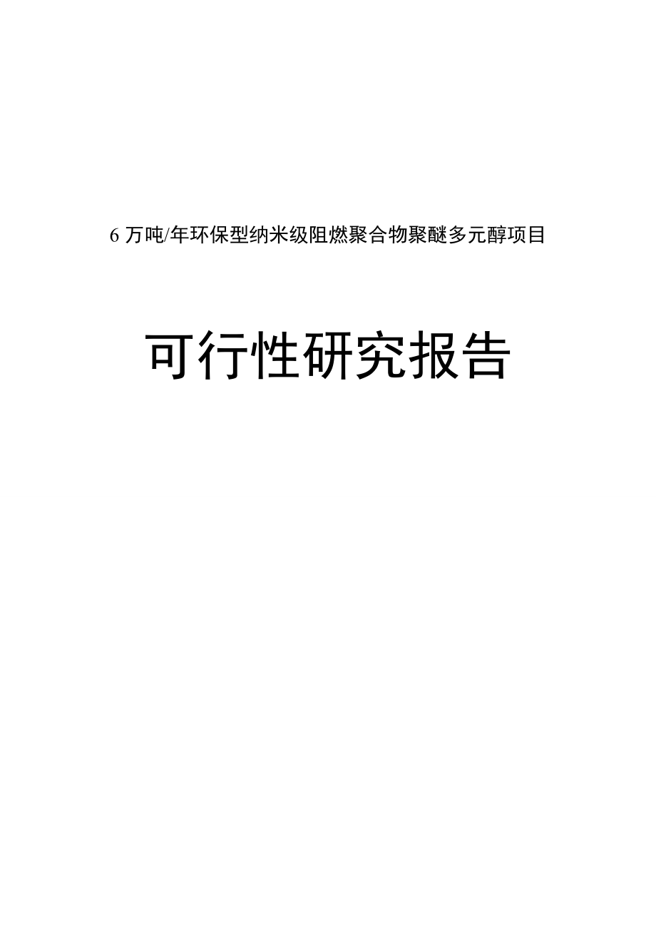 6万吨环保型纳米级阻燃聚合物聚醚多元醇建设项目可行性研究报告.doc_第1页