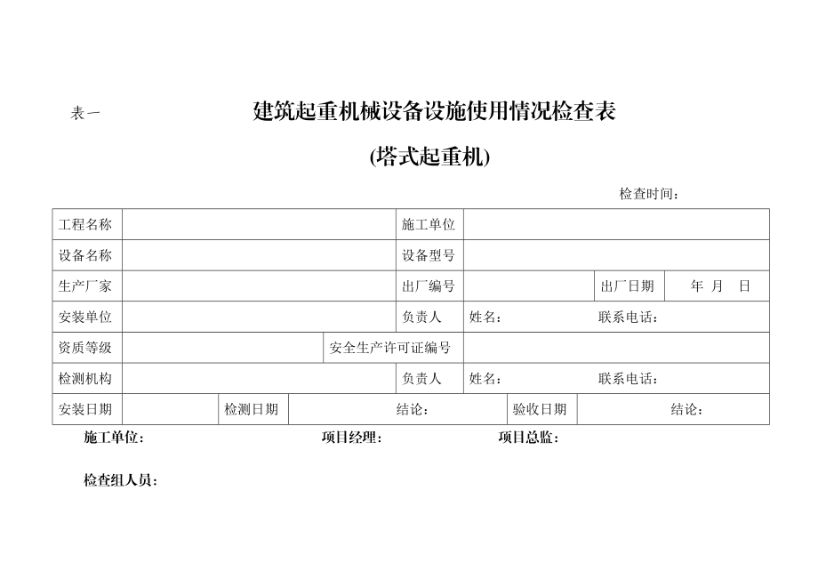 建筑起重机械设备设施使用情况检查表.doc_第1页