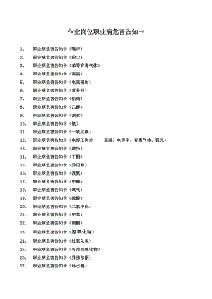 [制度规范]作业岗位职业病危害告知卡噪声、粉尘、有毒有害物品等43种.doc