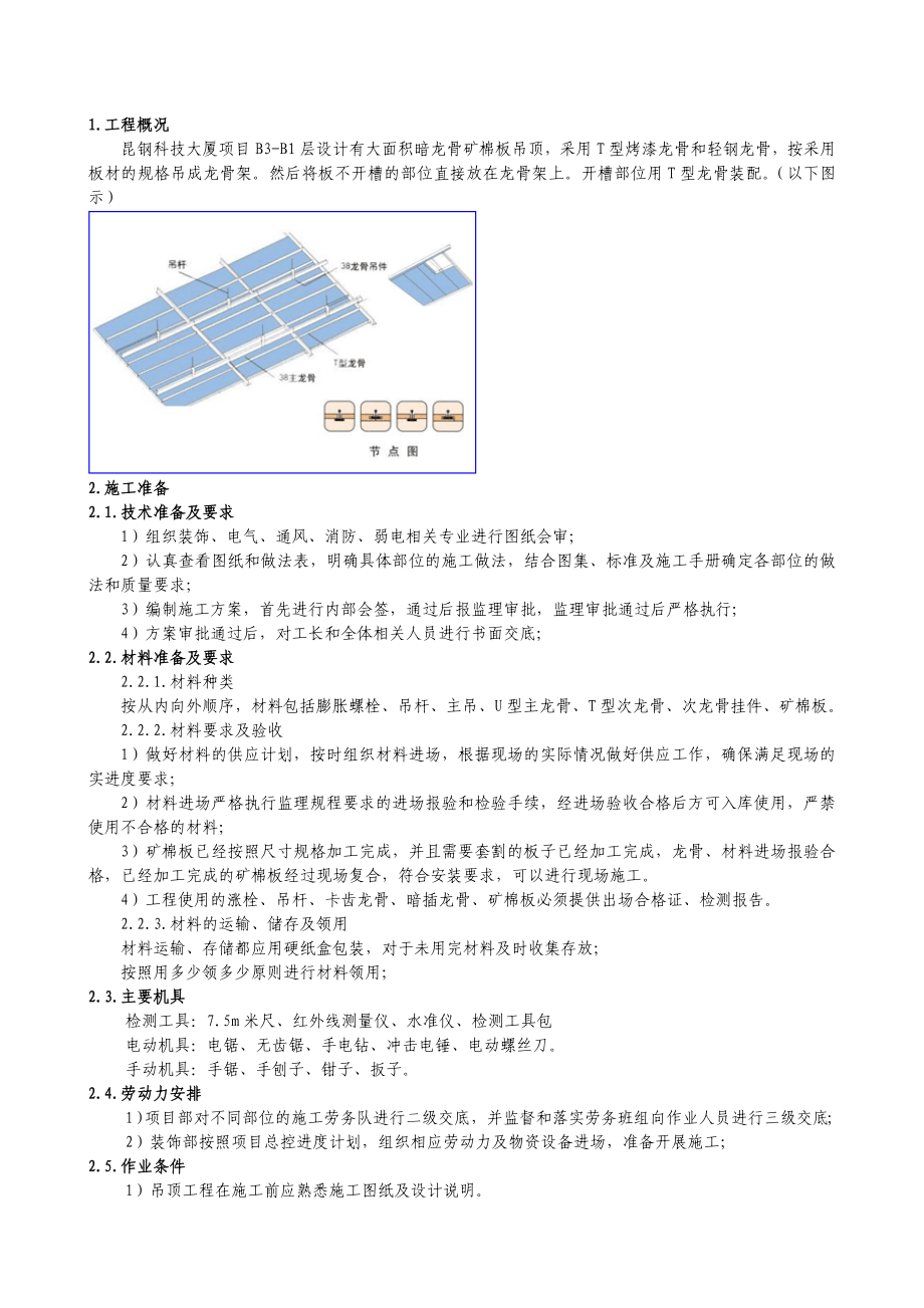 暗龙骨矿棉板吊顶施工工艺标准资料.doc_第2页