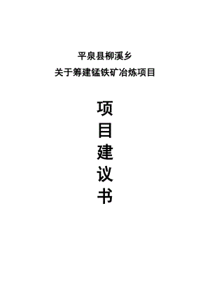 柳溪乡筹建锰铁矿冶炼项目建议书.doc