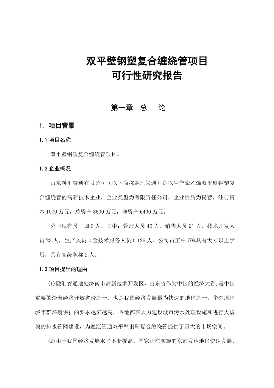 双平双平壁钢塑复合缠绕管项目可行性研究报告.doc_第1页