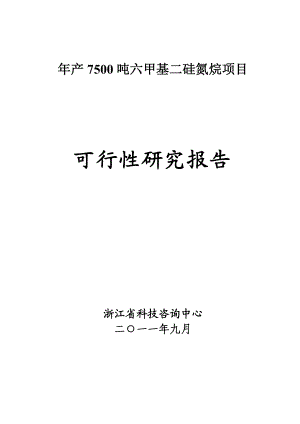 产7500吨六甲基二硅氮烷项目可行性研究报告.doc