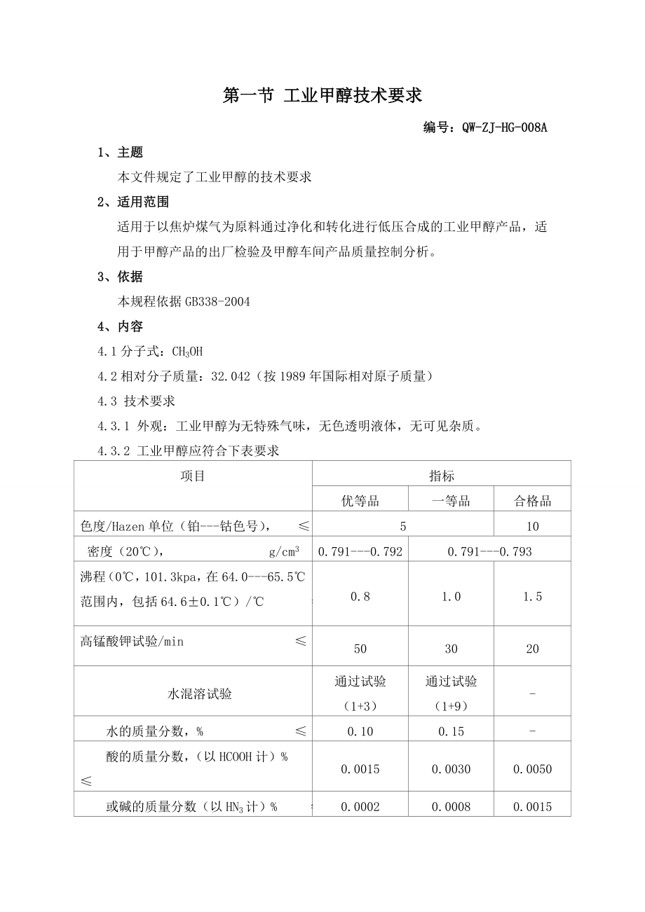 甲醇全分析方法检测.doc_第1页