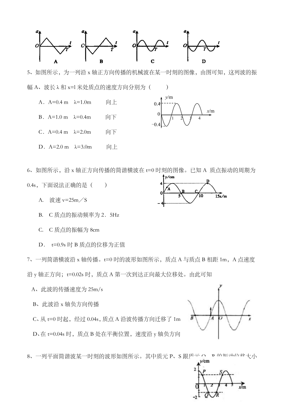 机械振动和机械波练习题.doc_第2页