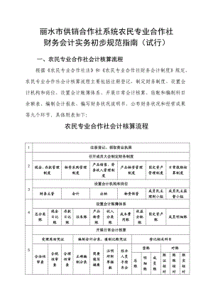 供销合作社系统农民专业合作社财务会计实务初步规范指南手册.doc