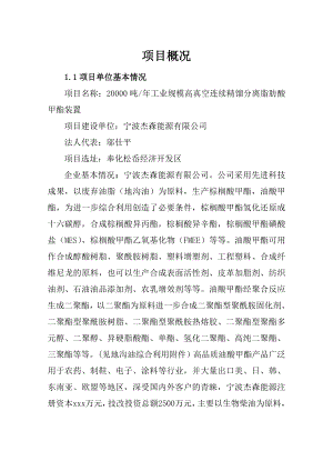 工业规模高真空连续精馏分离脂肪酸甲酯装置项目可行性研究报告.doc