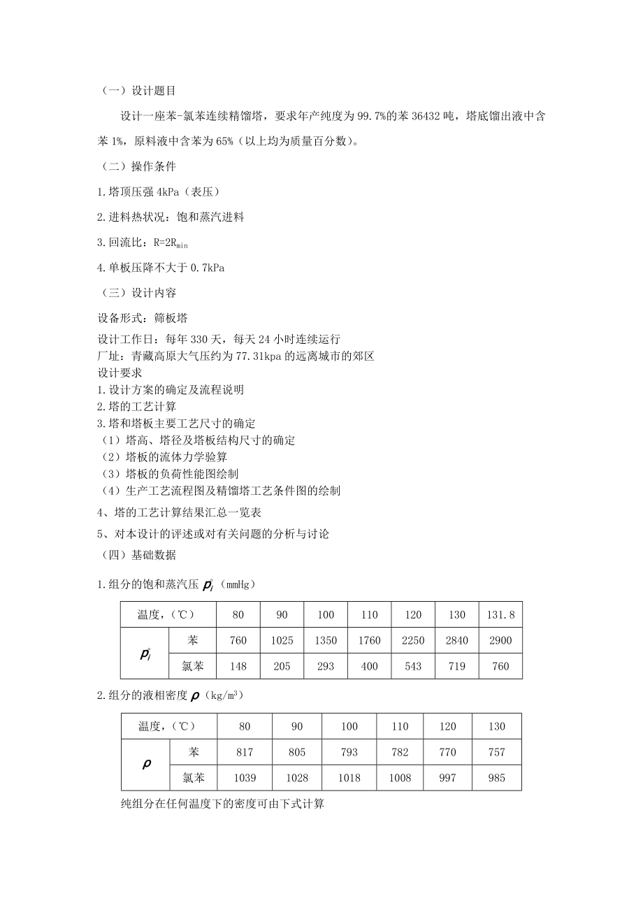 化工原理课程设计苯氯苯二元物系板式连续精馏塔.doc_第2页