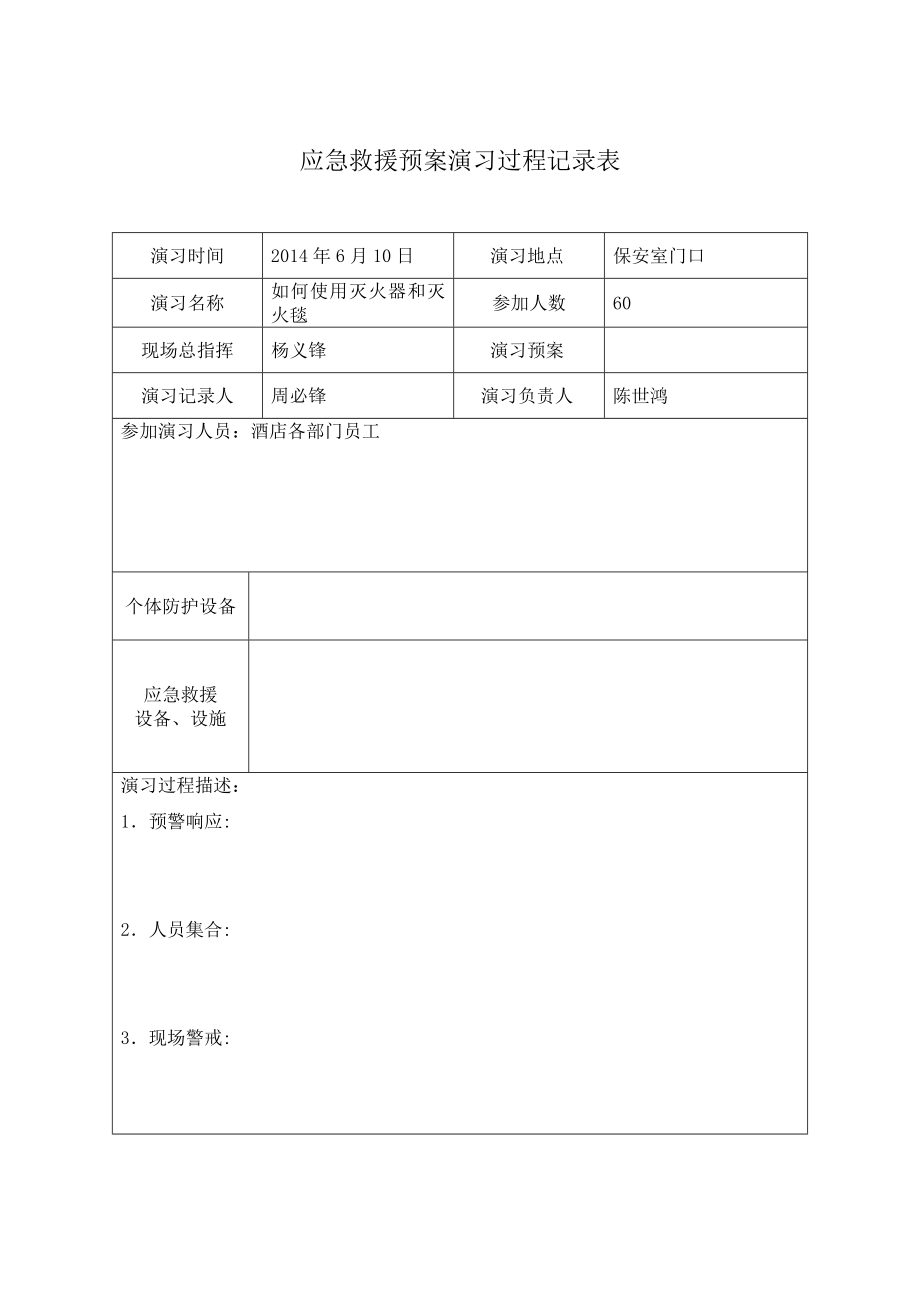 如何使用灭火器和灭火毯 应急演练评估表.doc_第1页