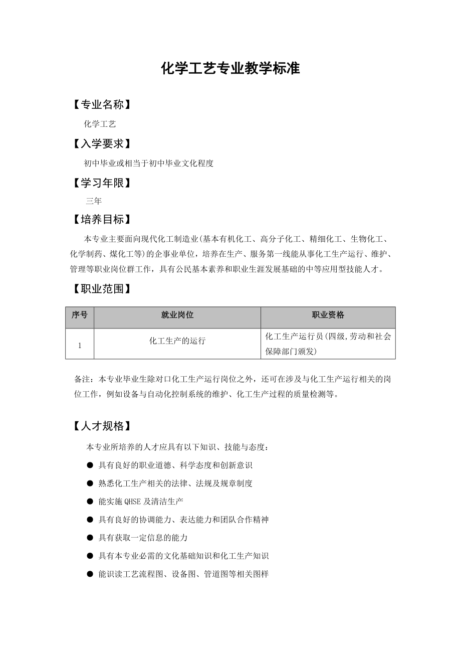 化工工艺教学标准.doc_第2页