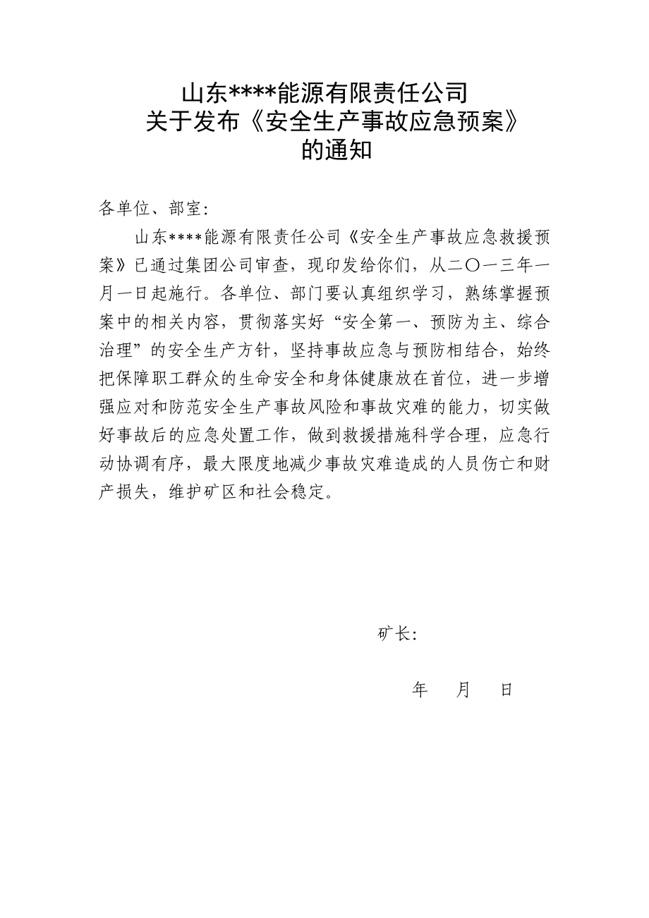 山东某煤矿综合应急救援预案.doc_第2页