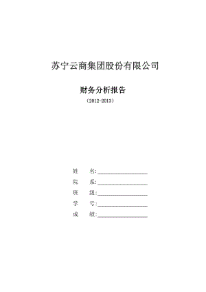 【财务报表分析】苏宁电器财务分析().doc