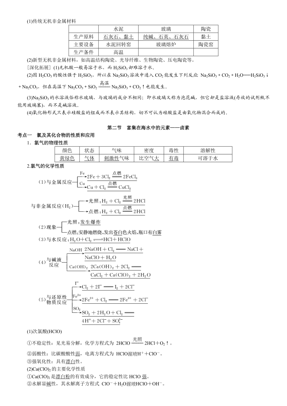 最新非金属及其化合物知识点总结复习过程.doc_第3页