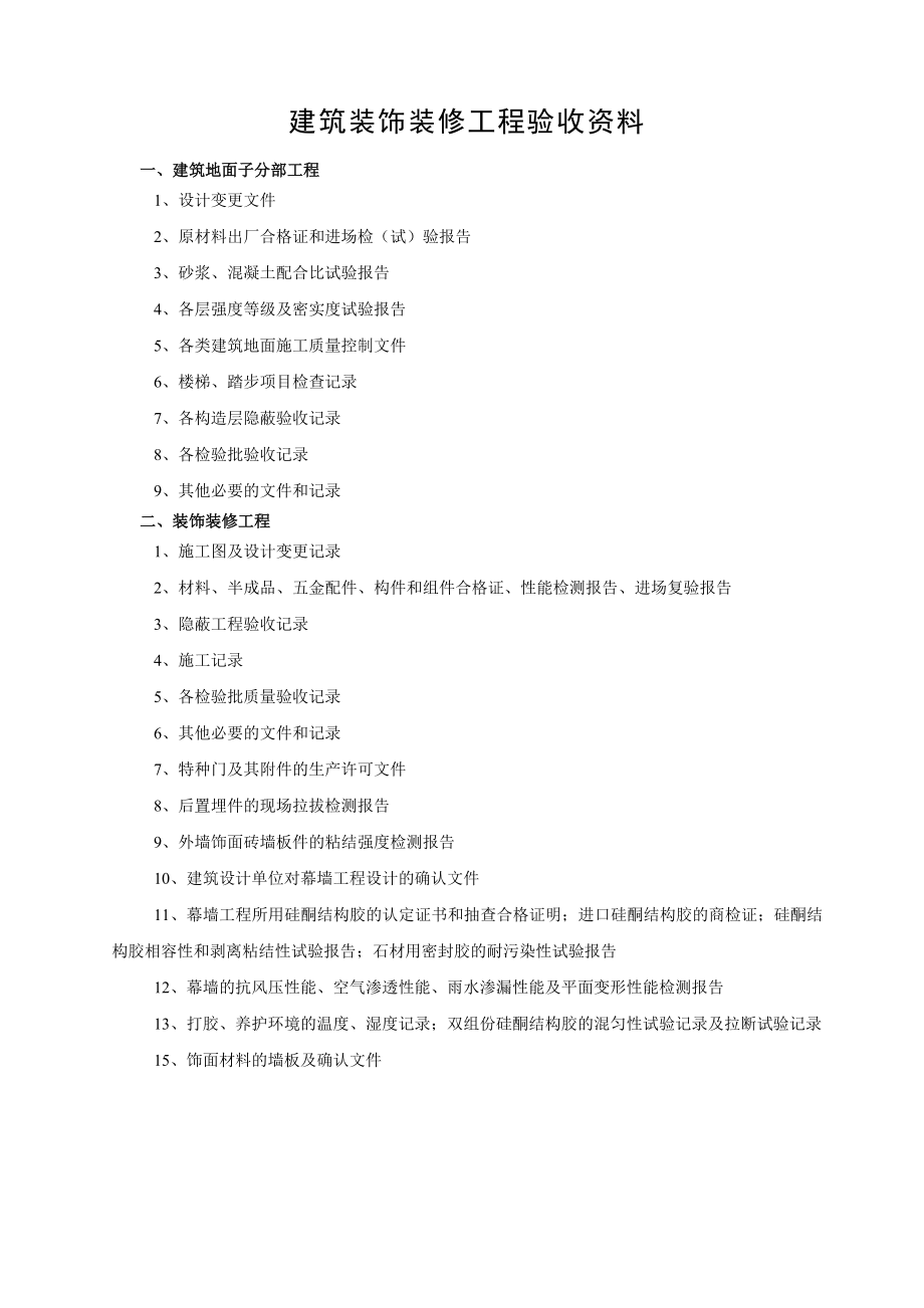 建筑装饰装修工程验收资料.doc_第1页