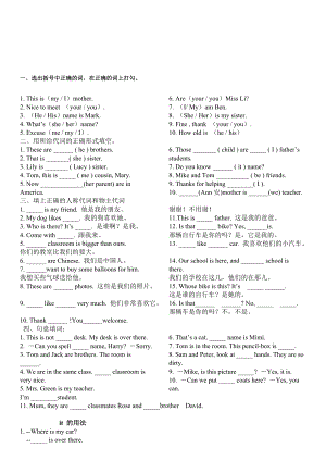 最新小学英语人称代词练习题.doc