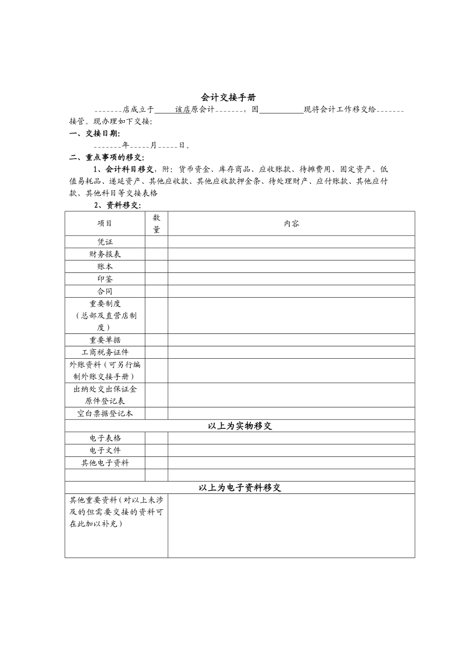 会计、出纳交接表模板.doc_第1页