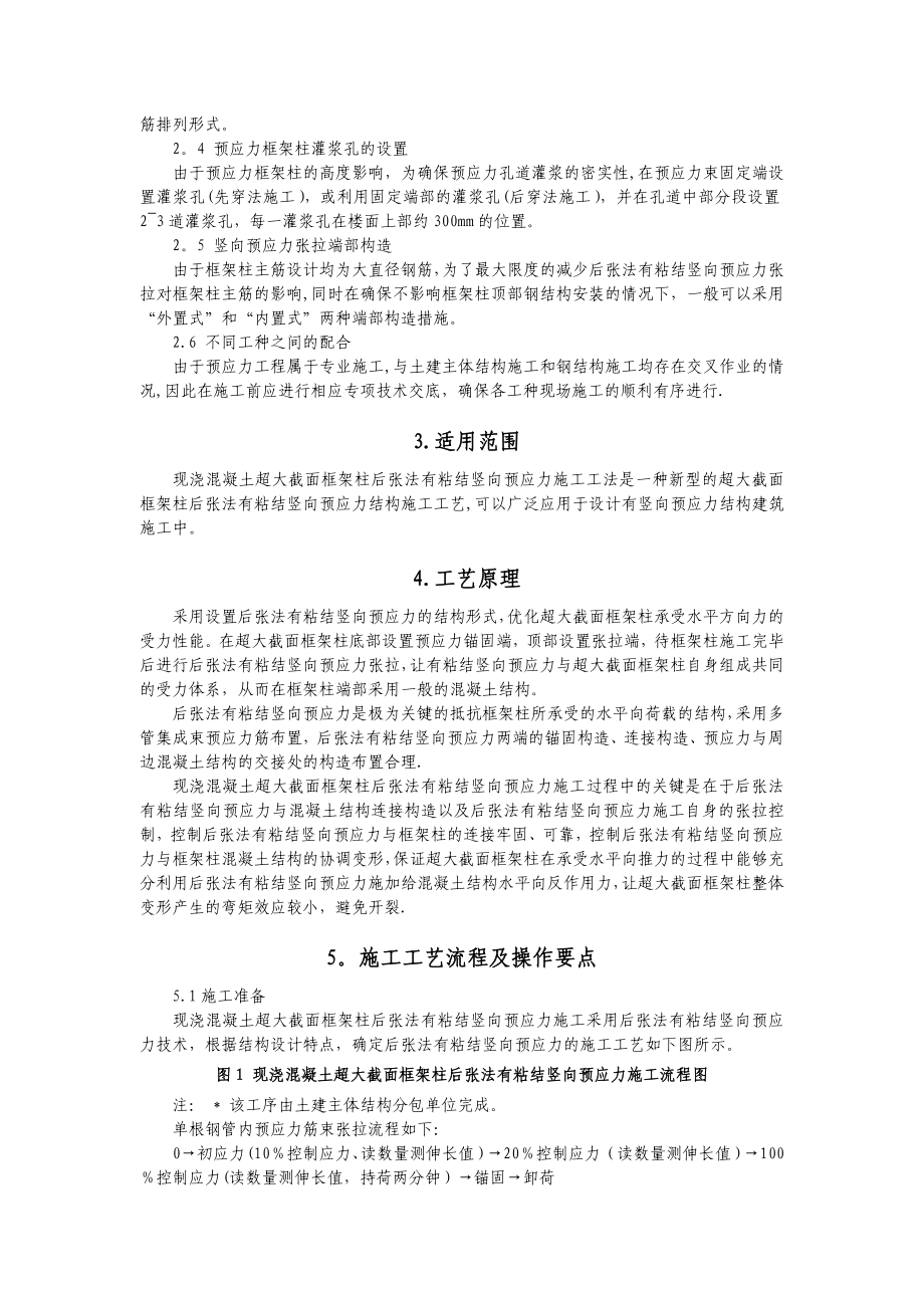 工艺工法QC超大截面框架柱后张法有粘结竖向预应力施工工法.doc_第2页