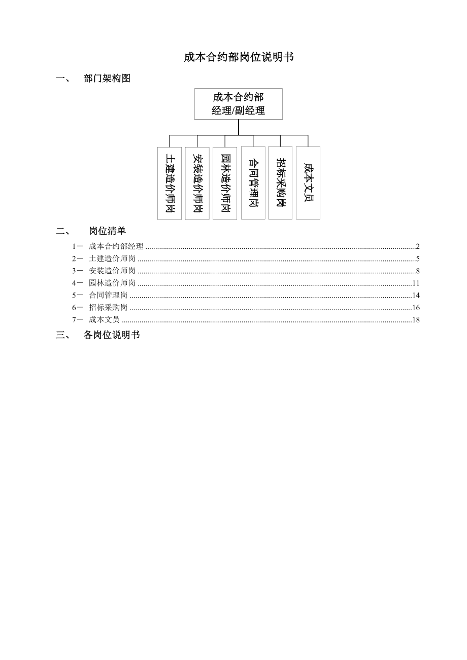 成本合约部岗位说明书概要.doc_第1页