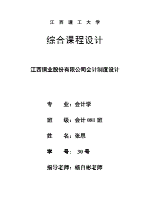 某某铜业股份有限公司会计制度设计毕业设计.doc