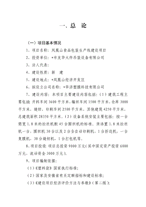 凤凰山食品包装生产线建设项目可行性研究报告.doc