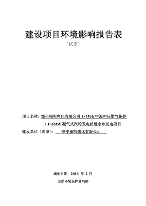 环境影响评价报告公示：中温中压燃气锅炉﹢MW凝气.doc