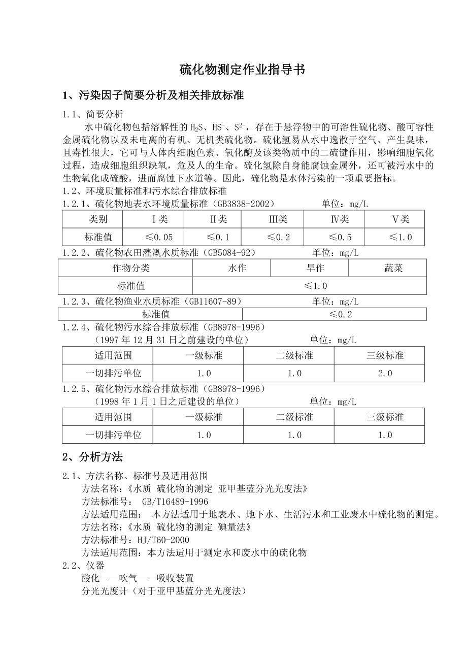 硫化物测定作业指导书.doc_第1页