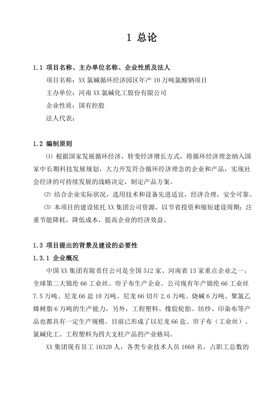 产10万吨氯酸钠项目可行性研究报告.doc_第1页