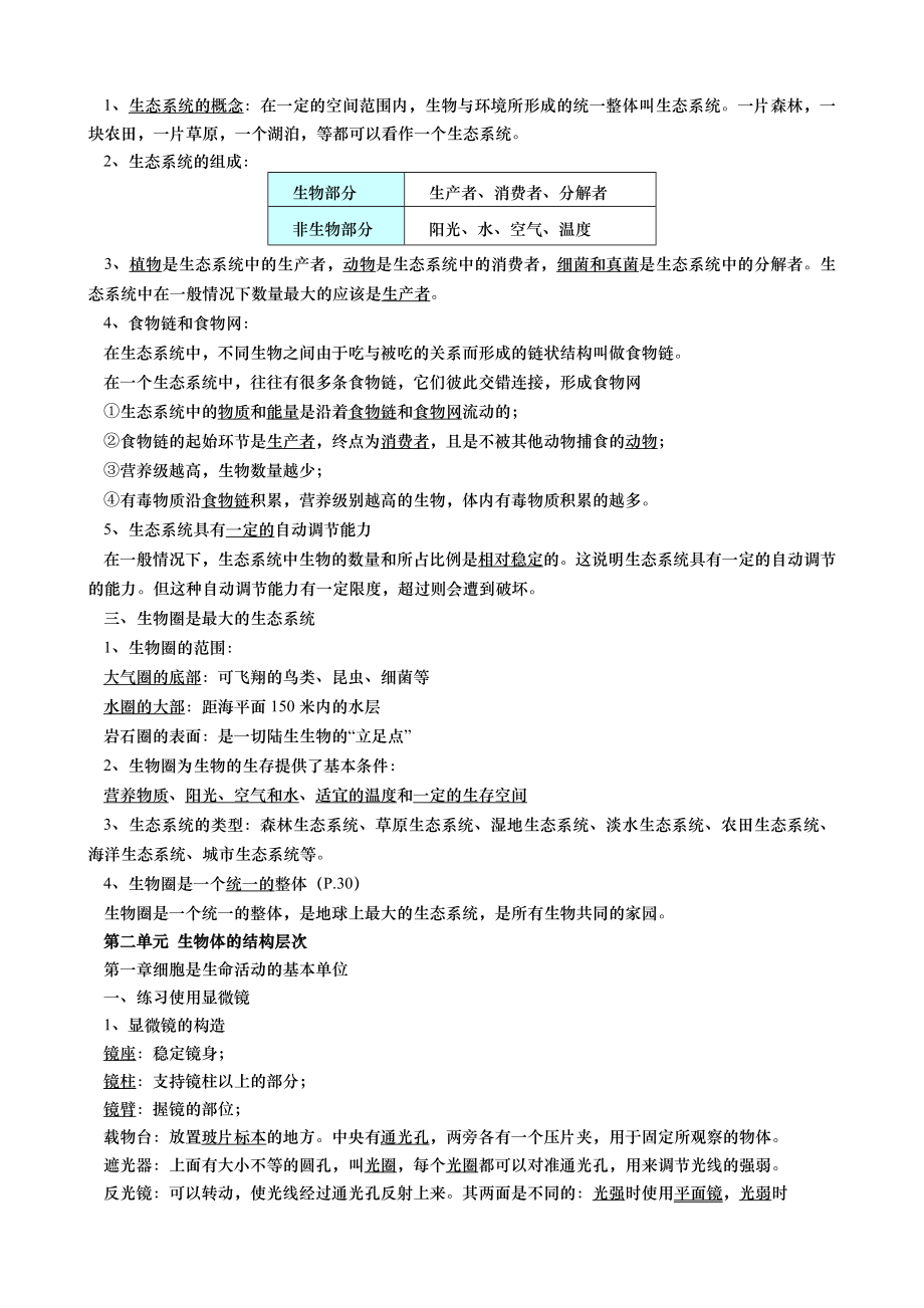 新人教版七年级生物上册全书复习资料.doc_第2页