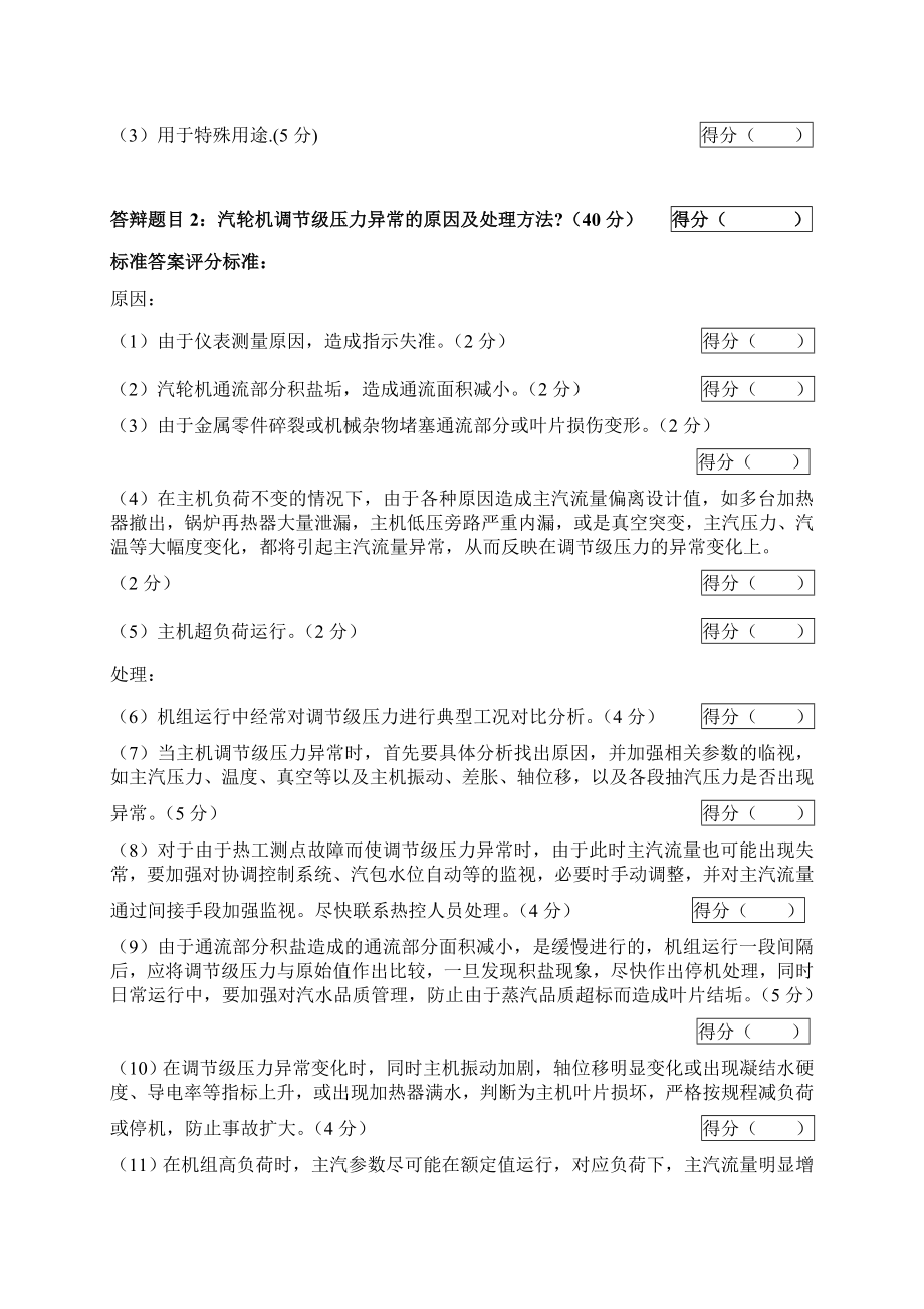 2005火电机组运行事故处理技能大赛竞赛答辩试题及评分标准28.doc_第2页