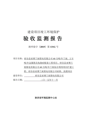 60万吨兰炭2万吨金属镁项目.doc