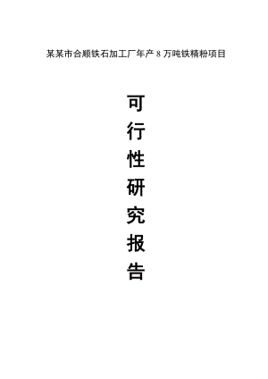 某某市合顺铁石加工厂年产8万吨铁精粉项目可行性研究报告.doc