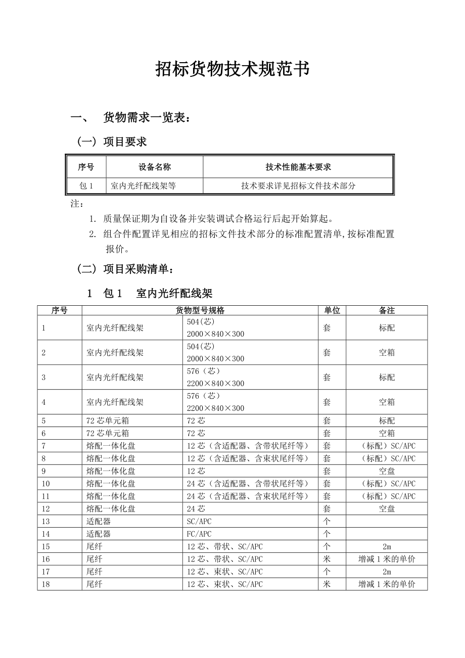 室内光纤配线架等技术规范.doc_第1页