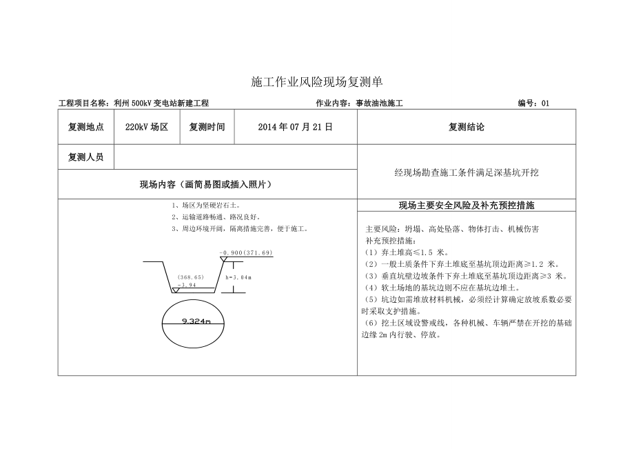 施工作业风险现场复测单要点.doc_第1页