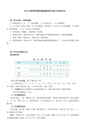 最新苏教版数学四年级下册知识点总结.doc