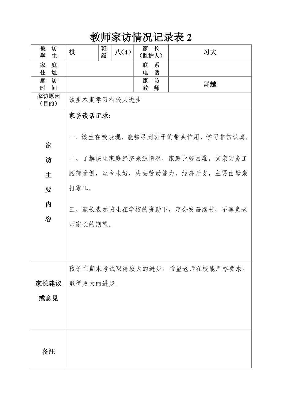 教师家访情况记录表精编版.doc_第2页