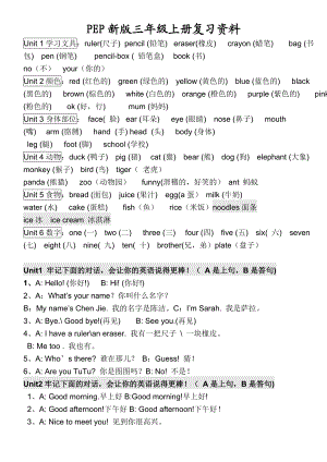 新版人教版pep小学英语3至6年级知识点归纳.doc