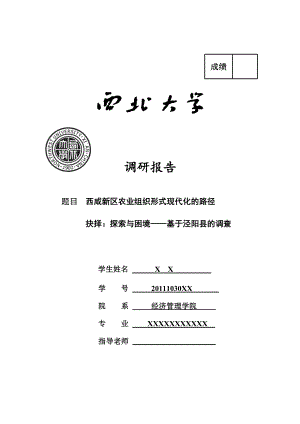 西咸新区农业组织形式现代化的路径抉择：探索与困境——基于泾阳县的调查.doc