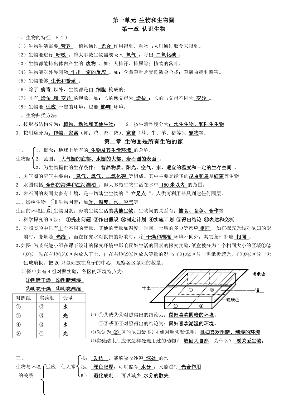 最新人教版七年级上册生物知识点归纳.doc_第1页