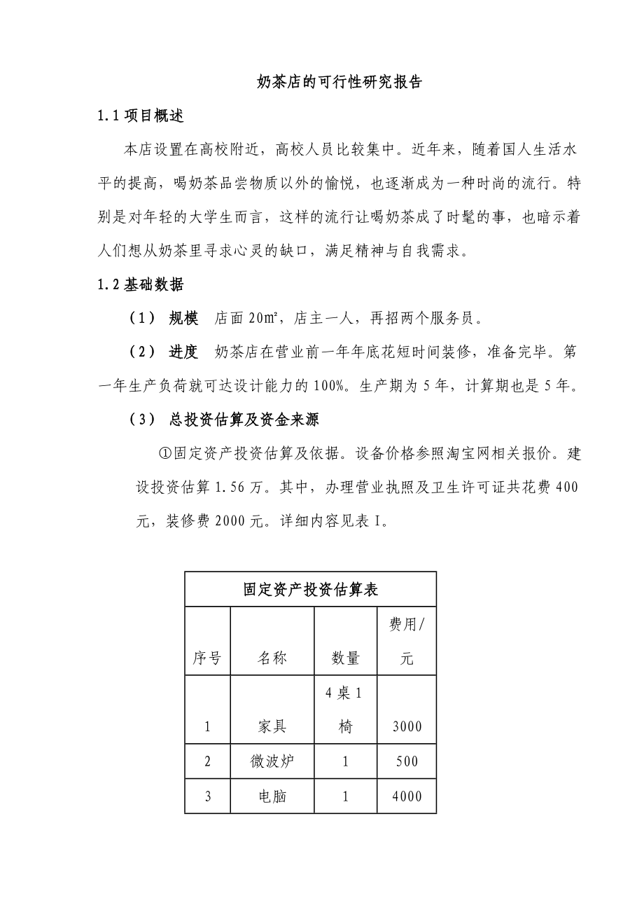 最新2019奶茶店可行性研究报告.doc_第1页