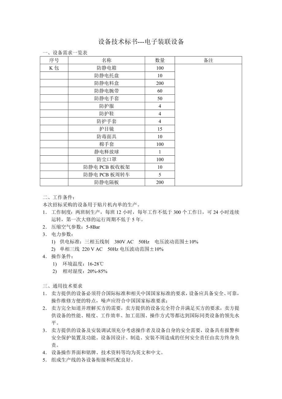 设备技术标书防静电材料及防护用品.doc_第1页