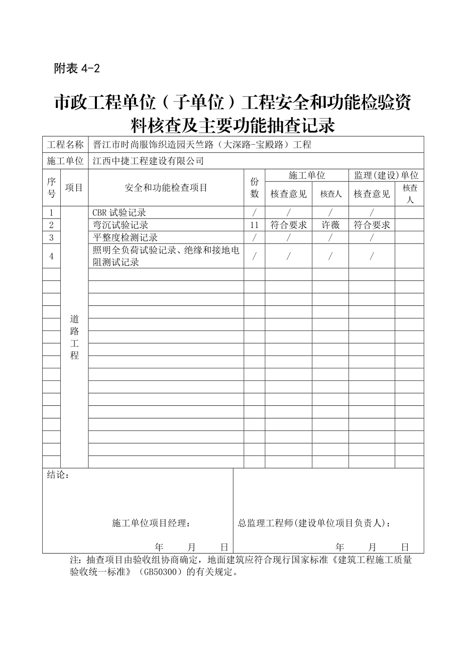 最新道路工程竣工验收记录表.doc_第3页