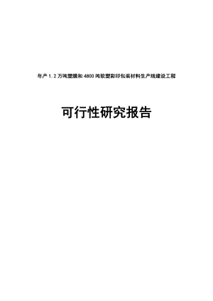 产1.2万吨塑膜及4800吨软塑彩印包装材料生产线建设工程可行性研究报告.doc