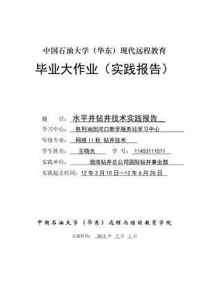 石油大学毕业大作业水平井钻井技术实践报告.doc