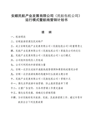 民航包机公司运行模式暨航线营销计划书.doc