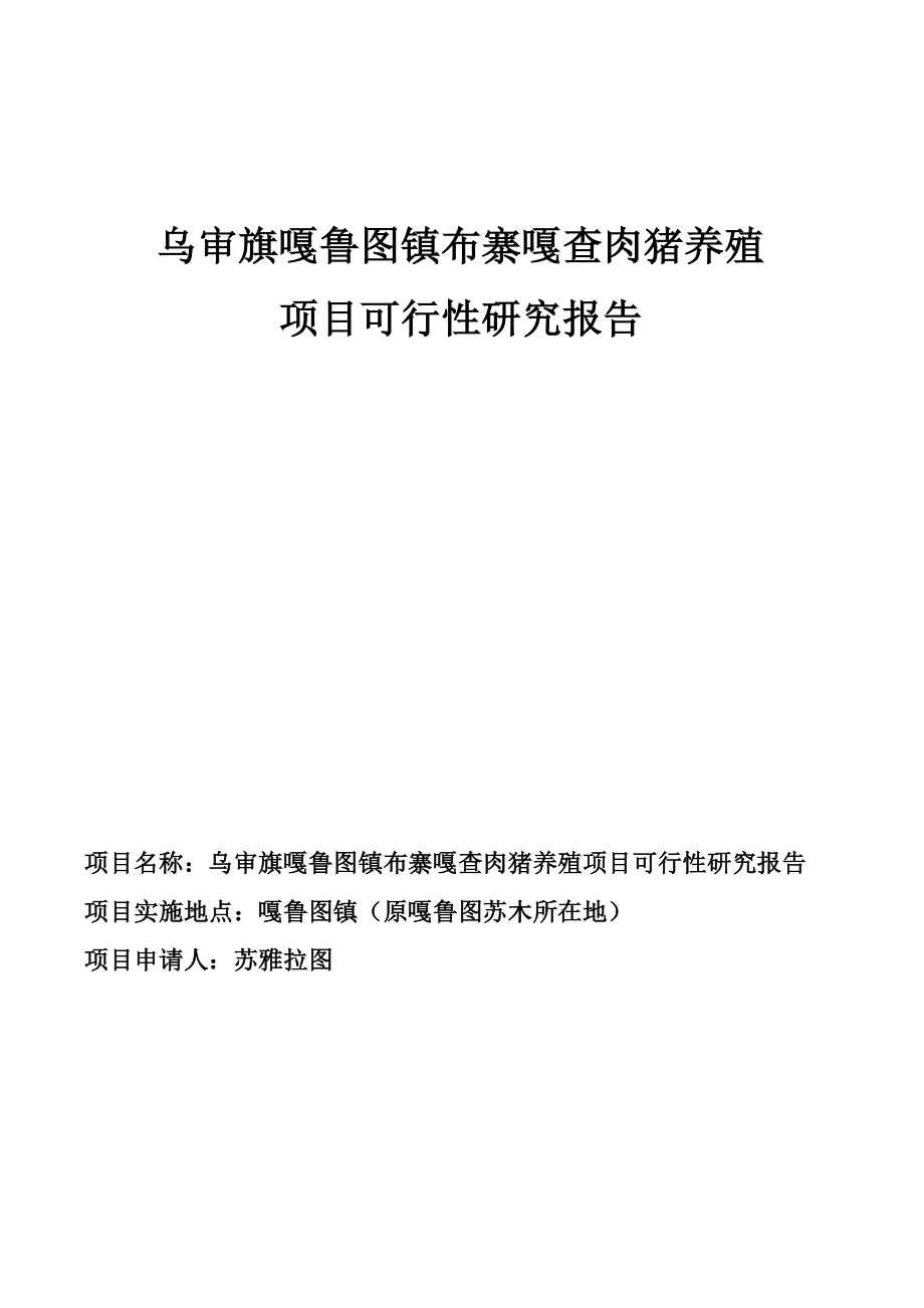 乌审旗嘎鲁图镇布寨嘎查肉猪养殖项目可行性研究报告.doc_第2页