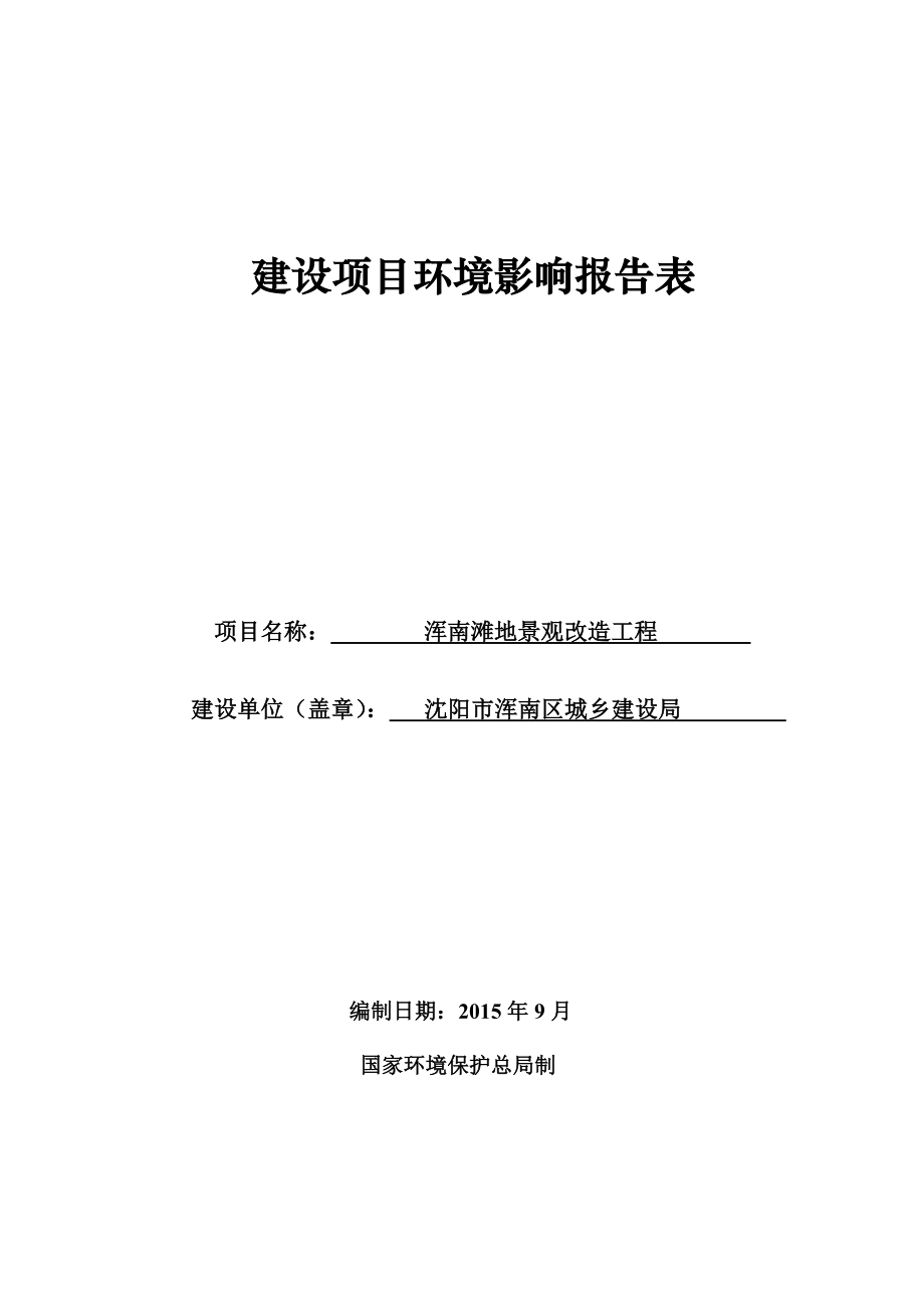 环境影响评价报告公示：浑南浑南滩地景观改造工程[点击这里打开或下载]Co环评报告.doc_第1页