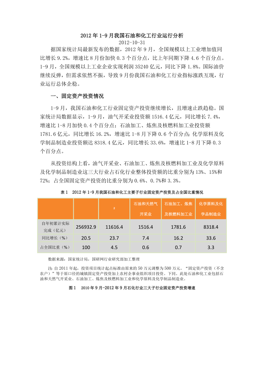 19月我国石油和化工行业运行分析.doc_第1页